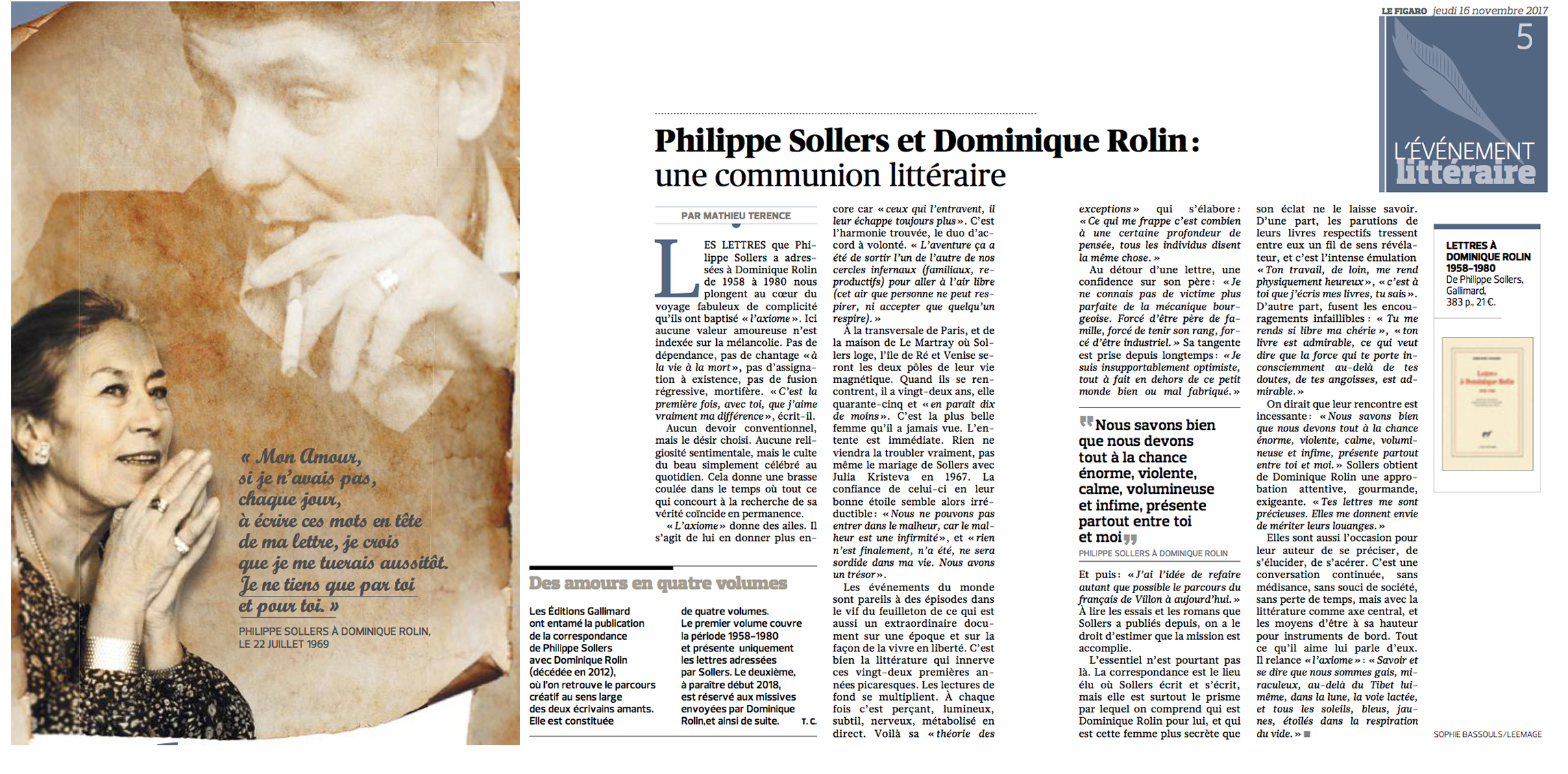   Philippe Sollers et Dominique Rolin : une communion littéraire 