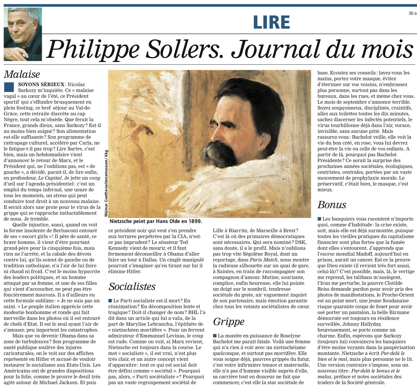 Philippe Sollers Journal du mois
