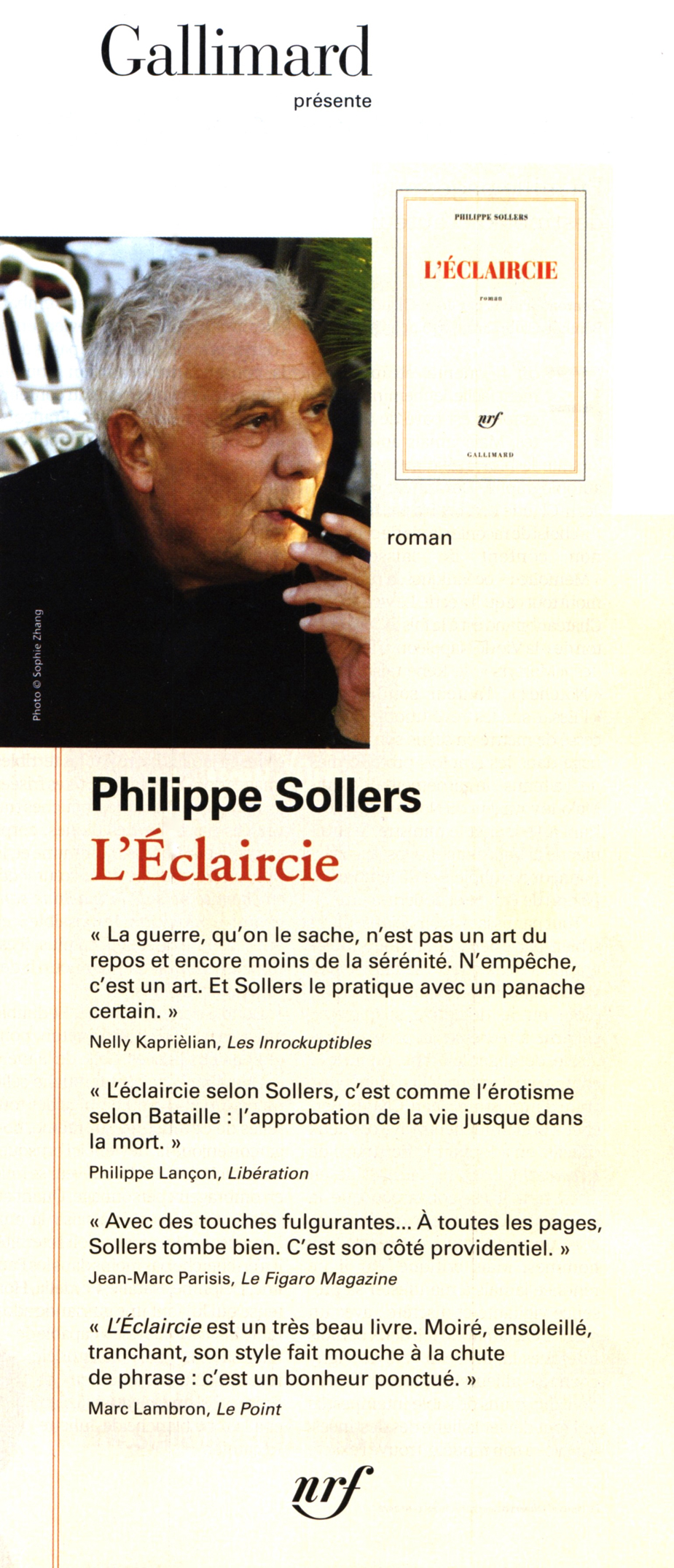 Philippe Sollers l'Éclaircie