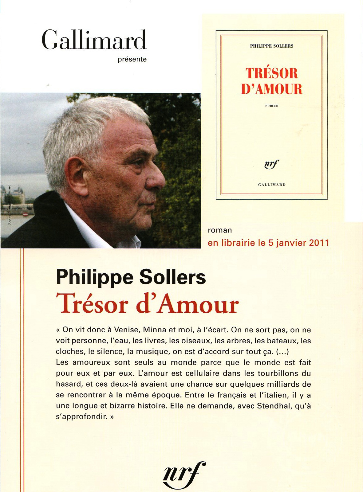 Philippe Sollers Trésor d'Amour - Gallimard